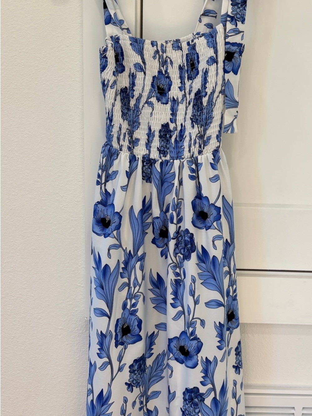 Blue Floral Smocked Maxi Dress - Women - Picture 5 of 10